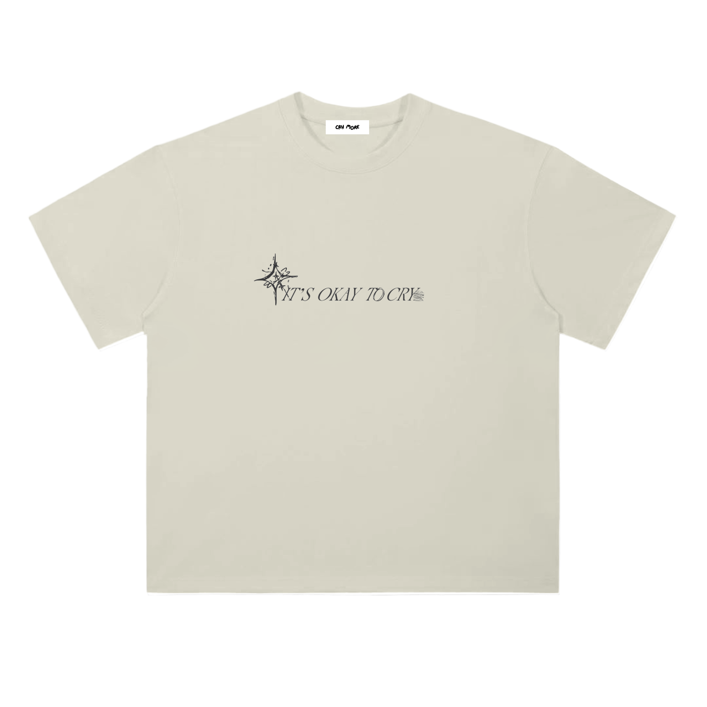 "It's Okay to Cry" Drop Shoulder Tee - Milk Apricot