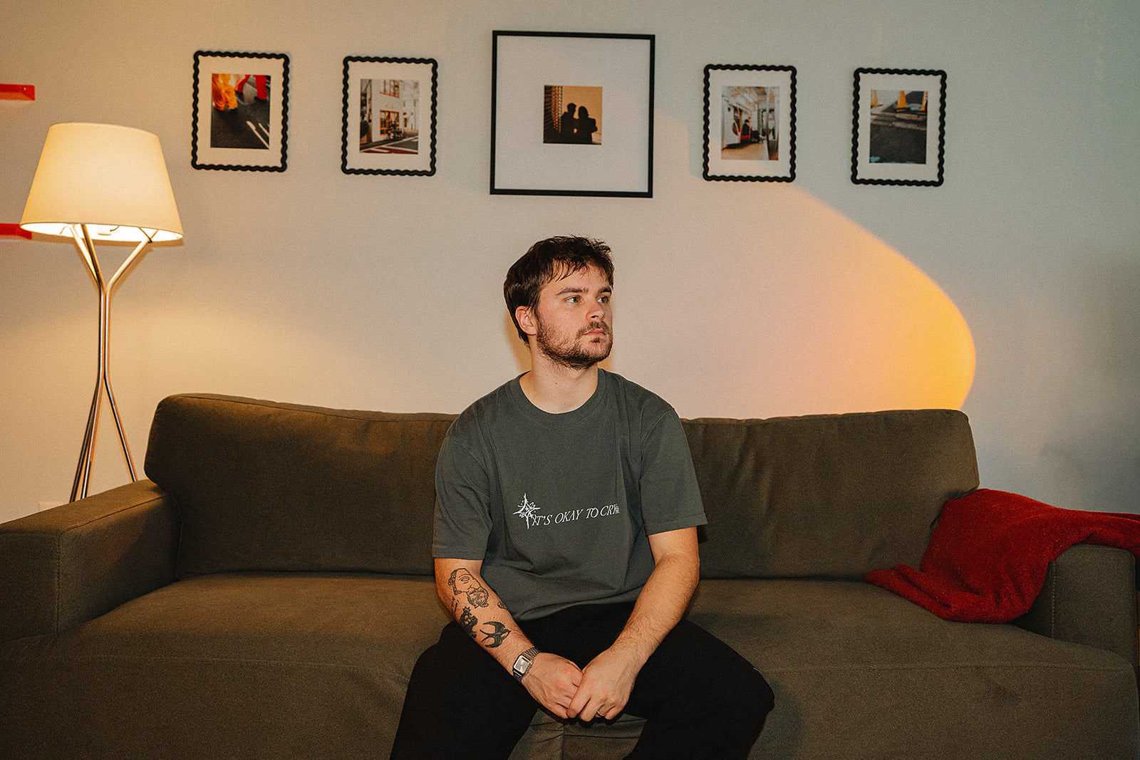 "It's Okay to Cry" Drop Shoulder Tee - Dark Gray