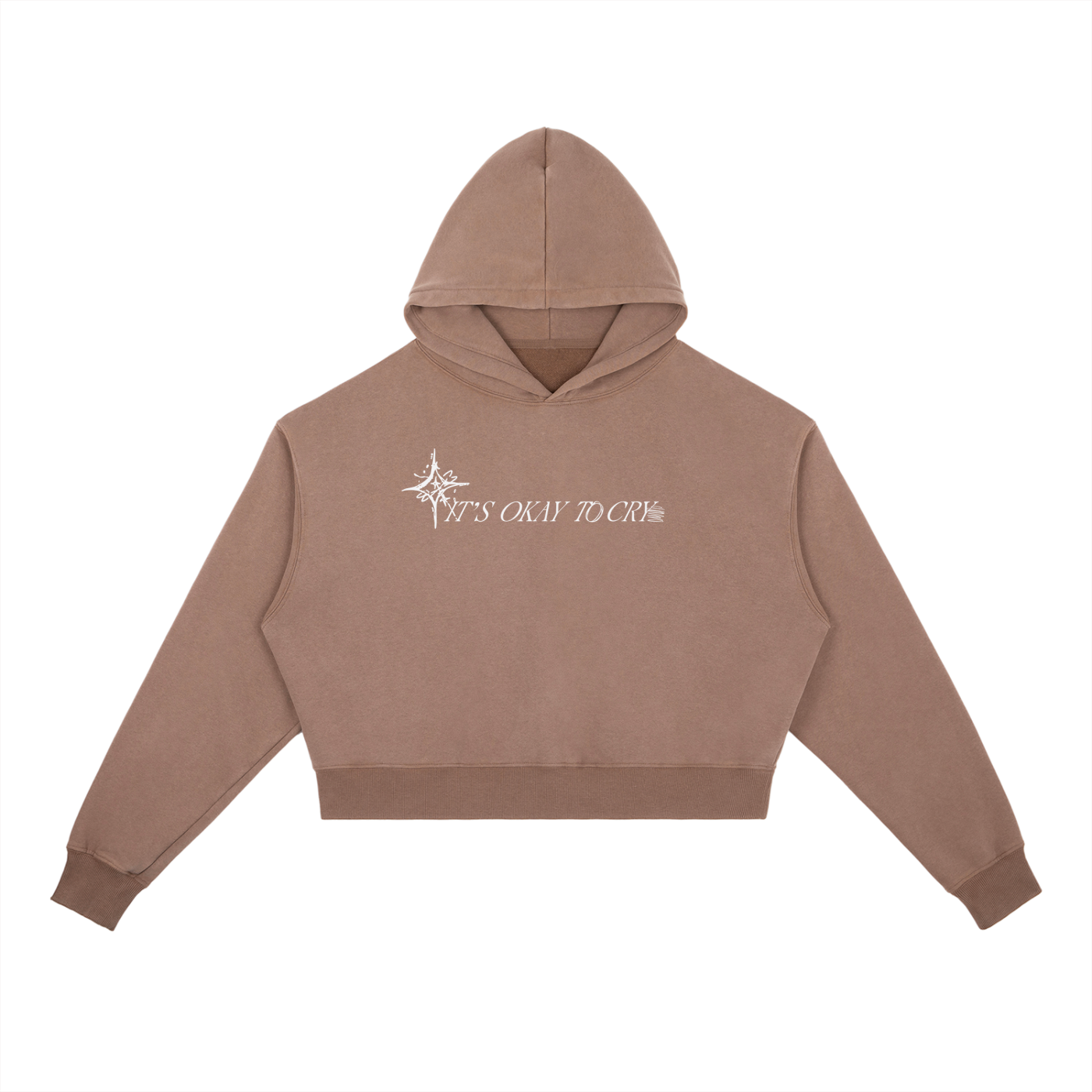 "It's Okay to Cry" Boxy Hoodie - Coffee