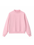 "Cry More" Embroidered Mock Neck - Pink